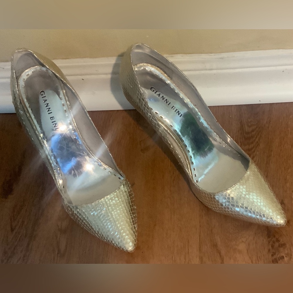 Gold Snake skinned heel